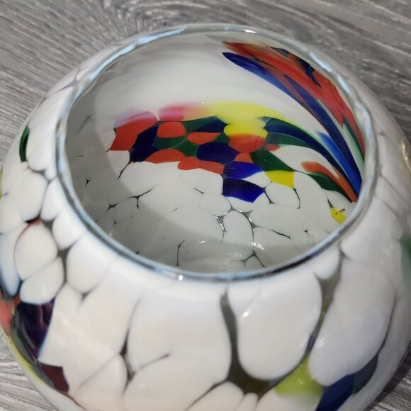 Art Glass Rose Bowl Mouth Blown In Poland Centerpiece Tea Light Candle Holder - Picture 9 of 14